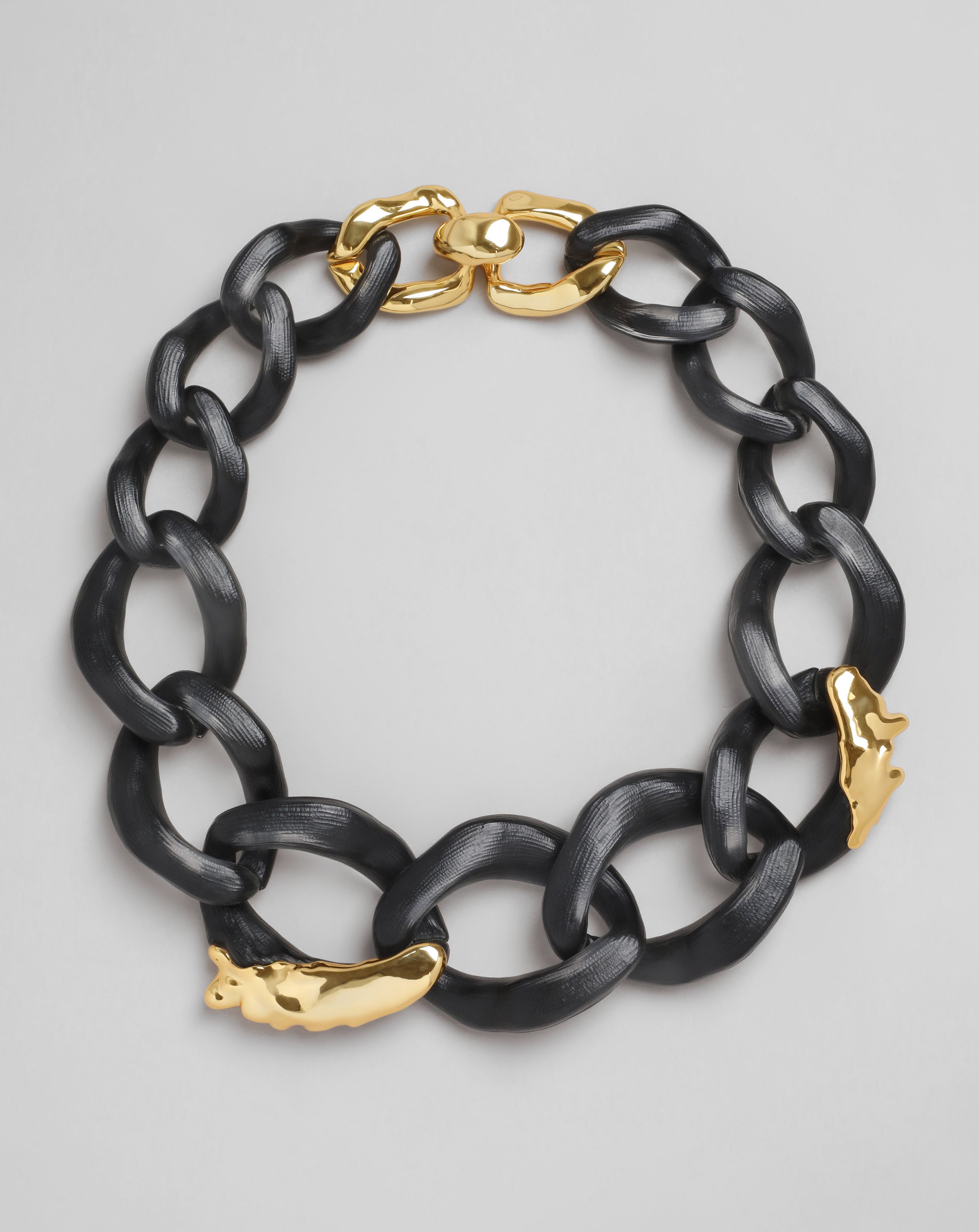 Black Lucite Molten X Large Link Necklace ALEXIS BITTAR