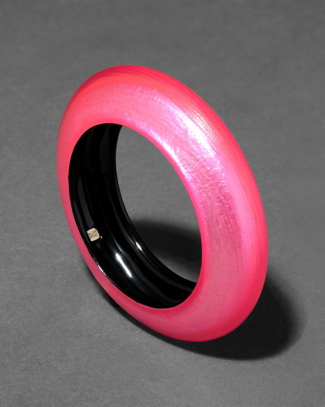 Lucite Saucer Bangle Bracelet- Neon Pink - Photo 2