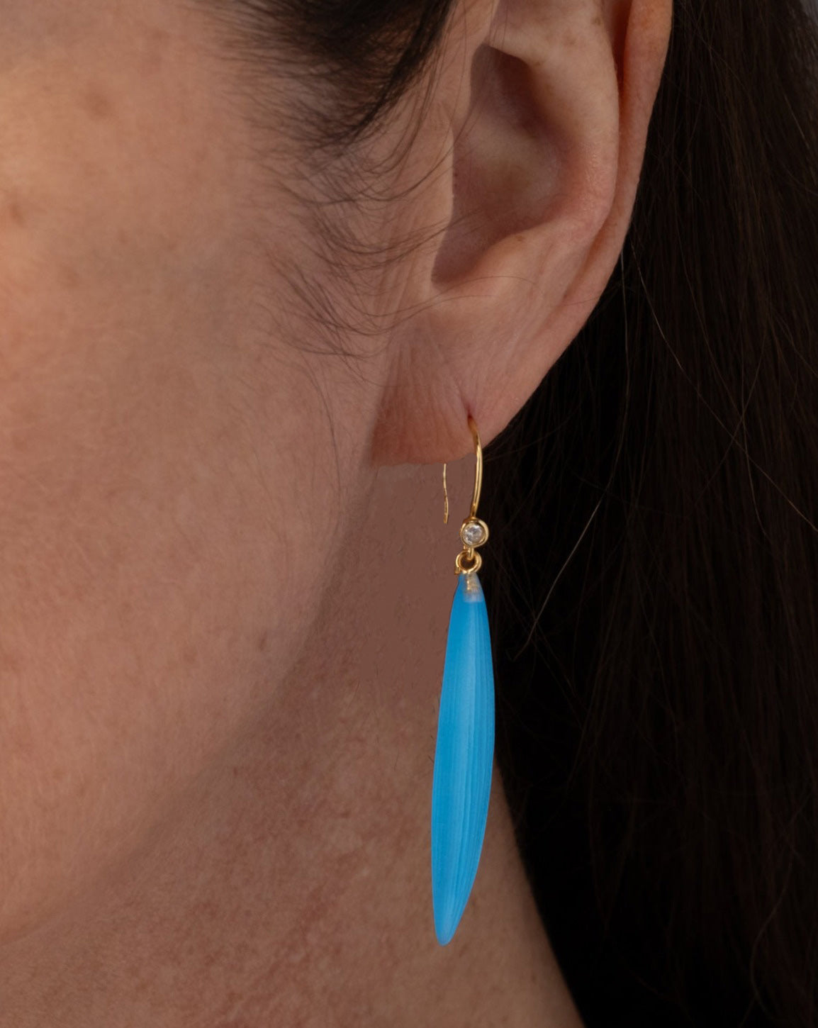 Lucite Sliver Wire Earring- Neon Blue - Photo 2