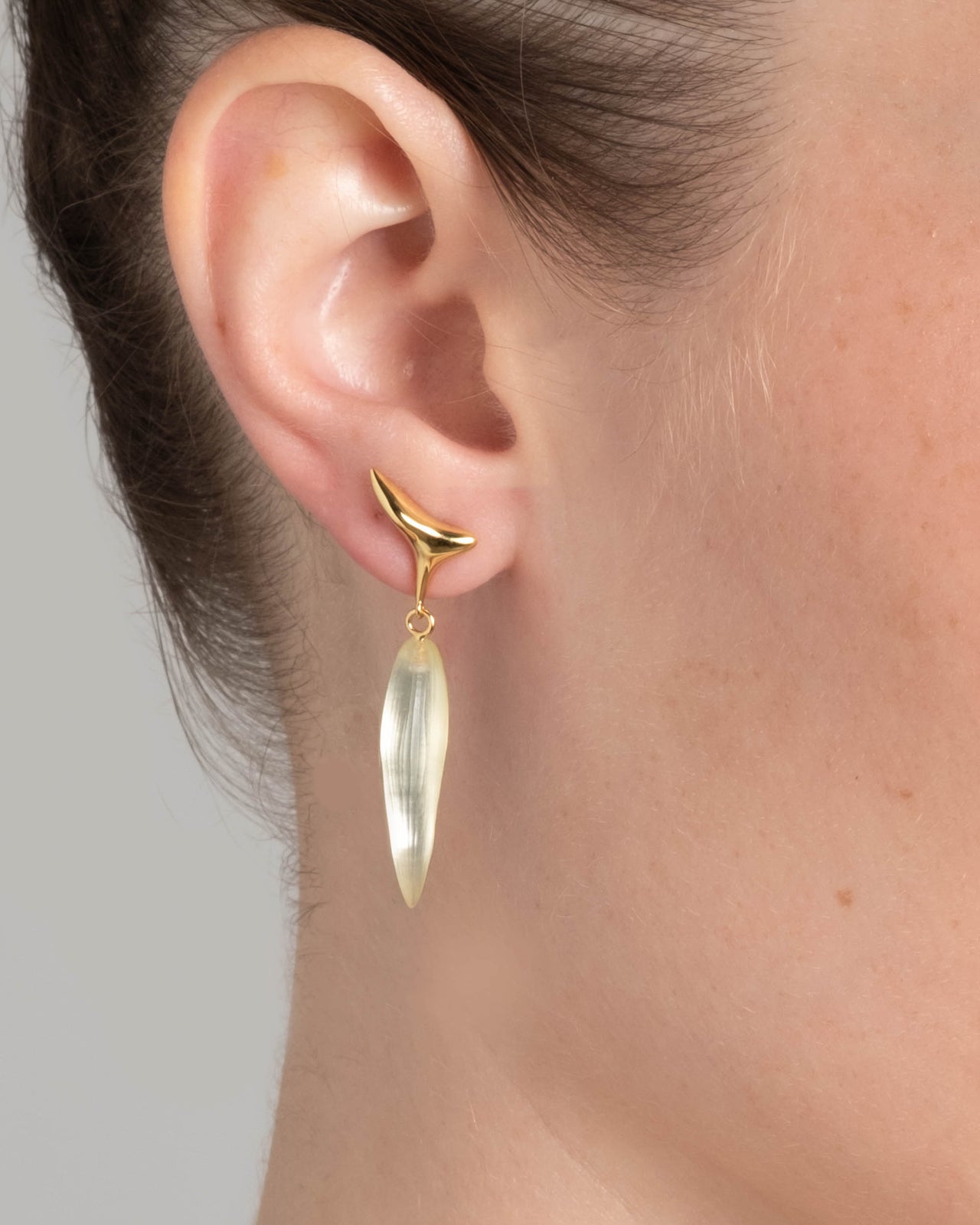 Lucite Spear Post Drop Earring- Cream - Photo 2