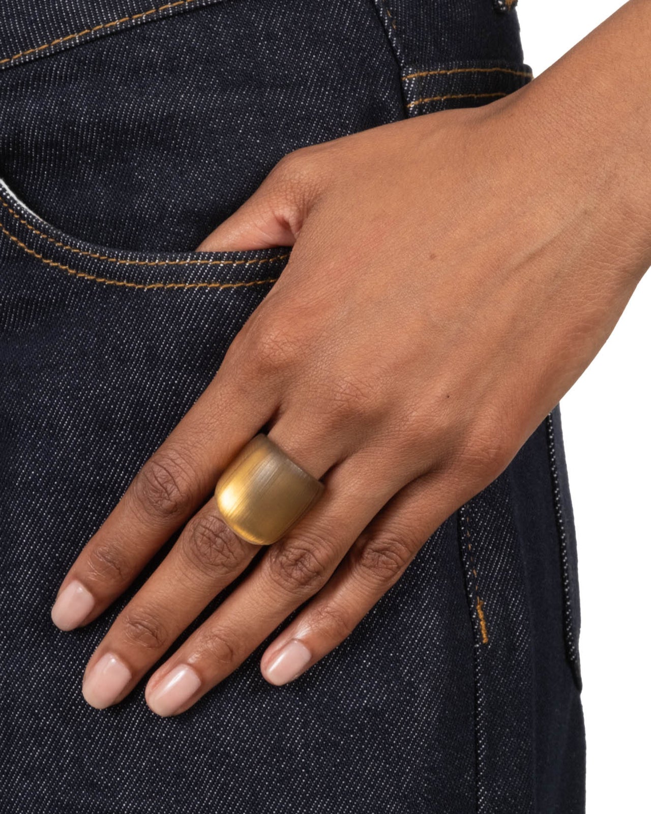 Lucite Block Ring- Burnt Gold - Photo 2