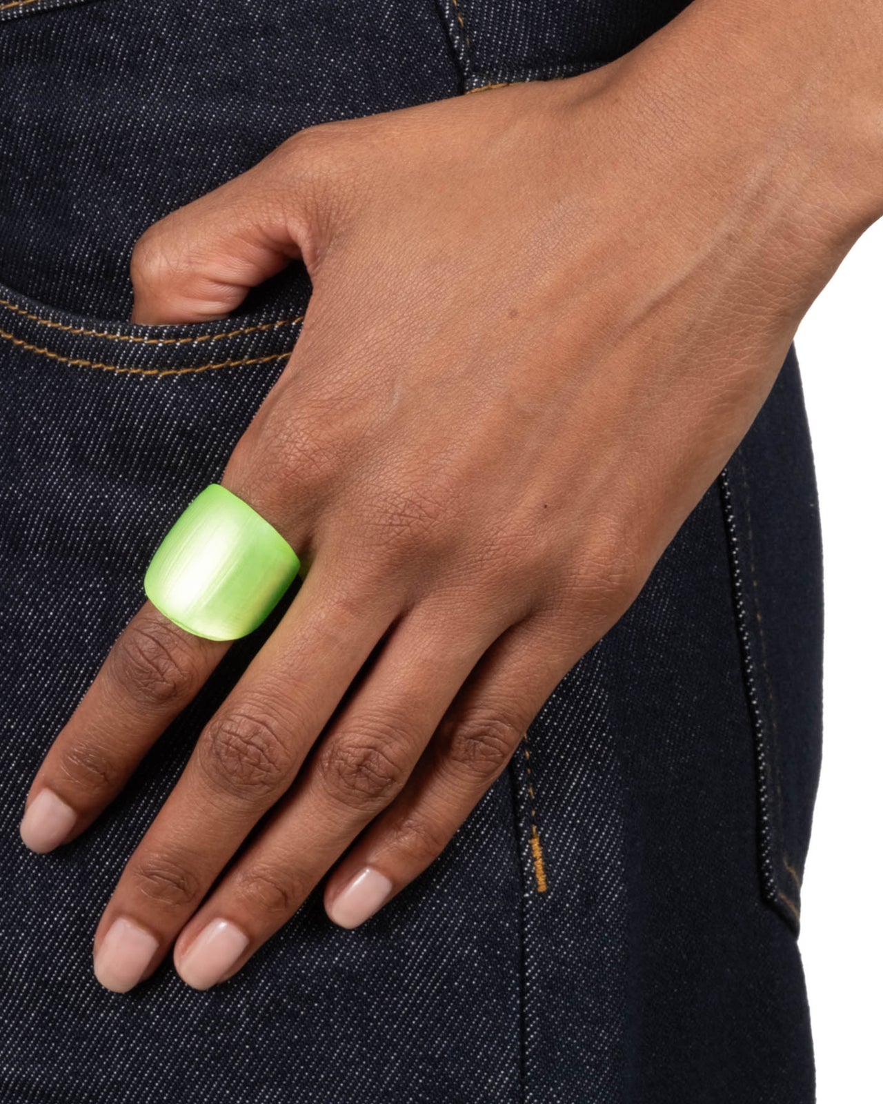 Lucite Block Ring- Neon Green - Photo 2