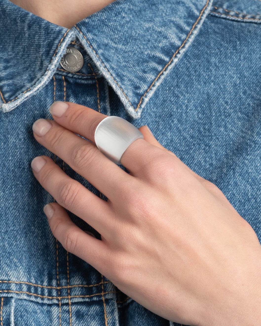 Lucite Block Ring- Silver - Photo 2