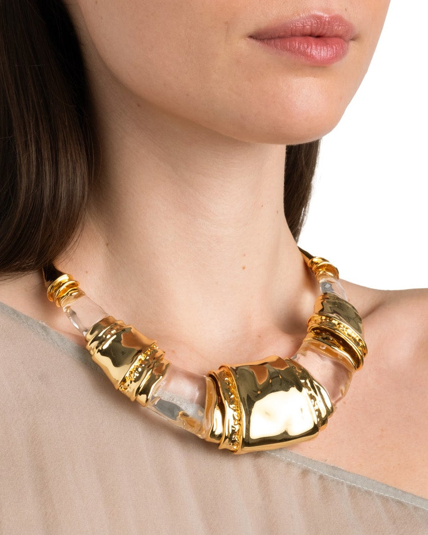 Lucite Brutalist Segmented Collar Necklace - Photo 2