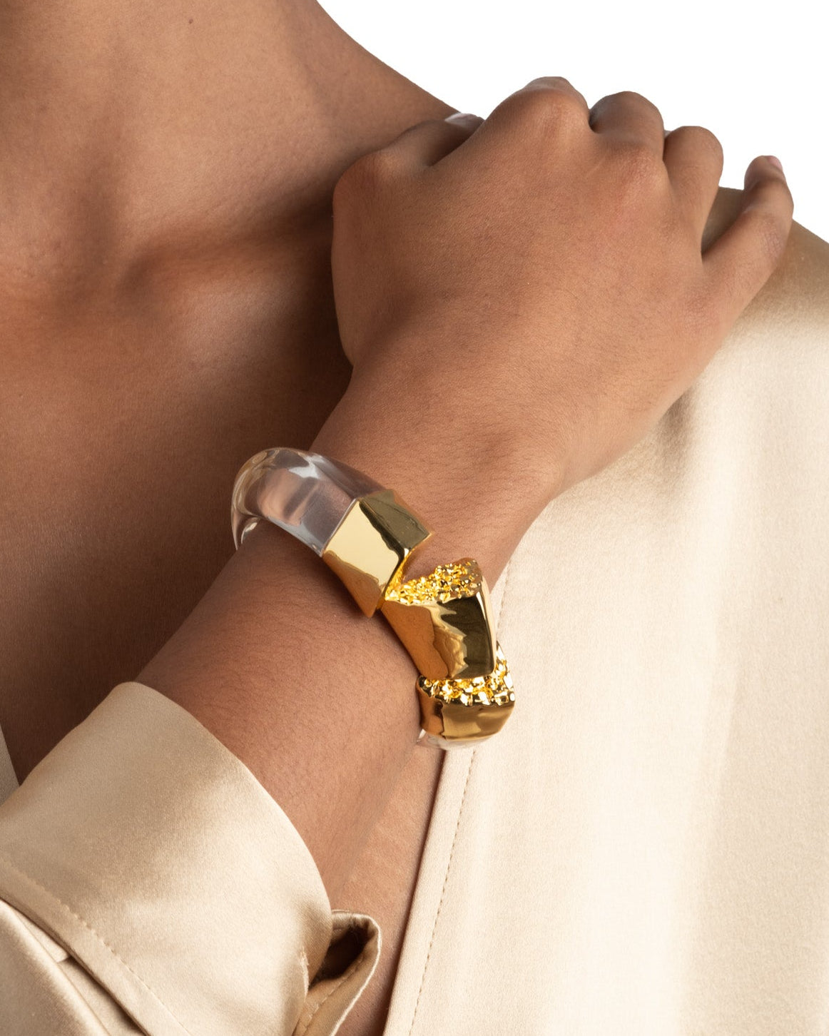 Lucite Brutalist Hinge Bracelet - Photo 2