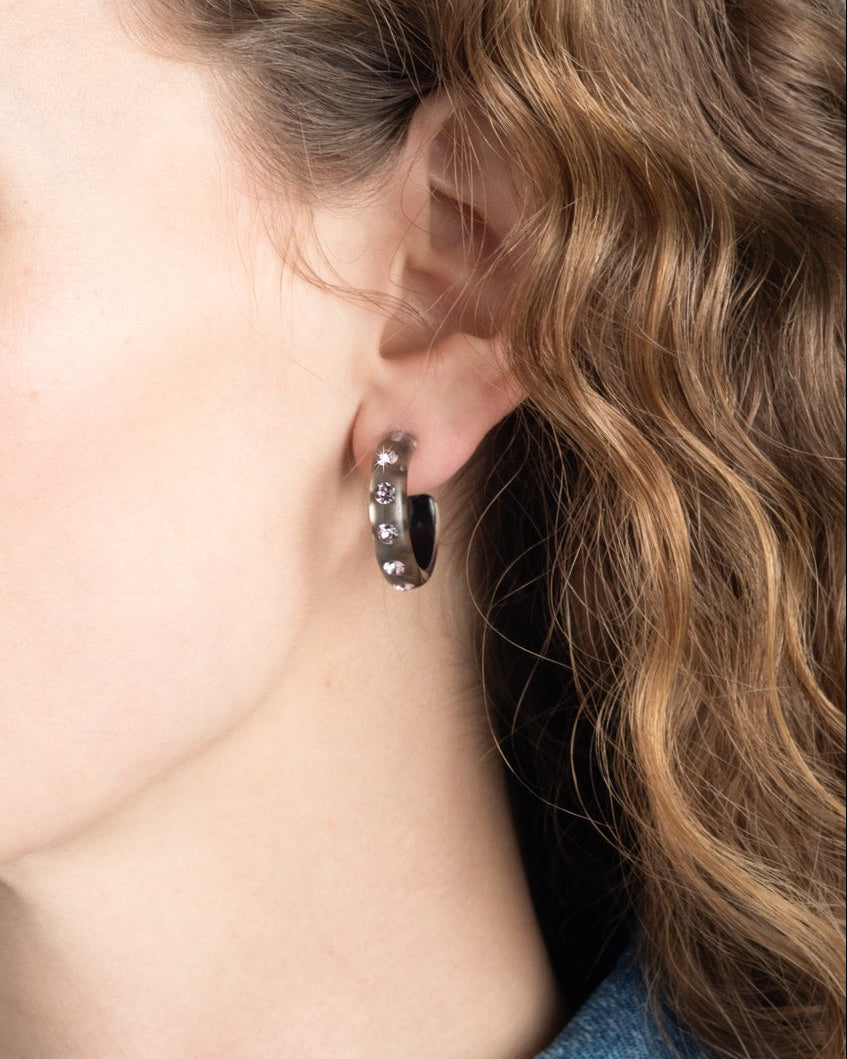 Lucite Crystal Hoop Earring- Dune - Photo 2