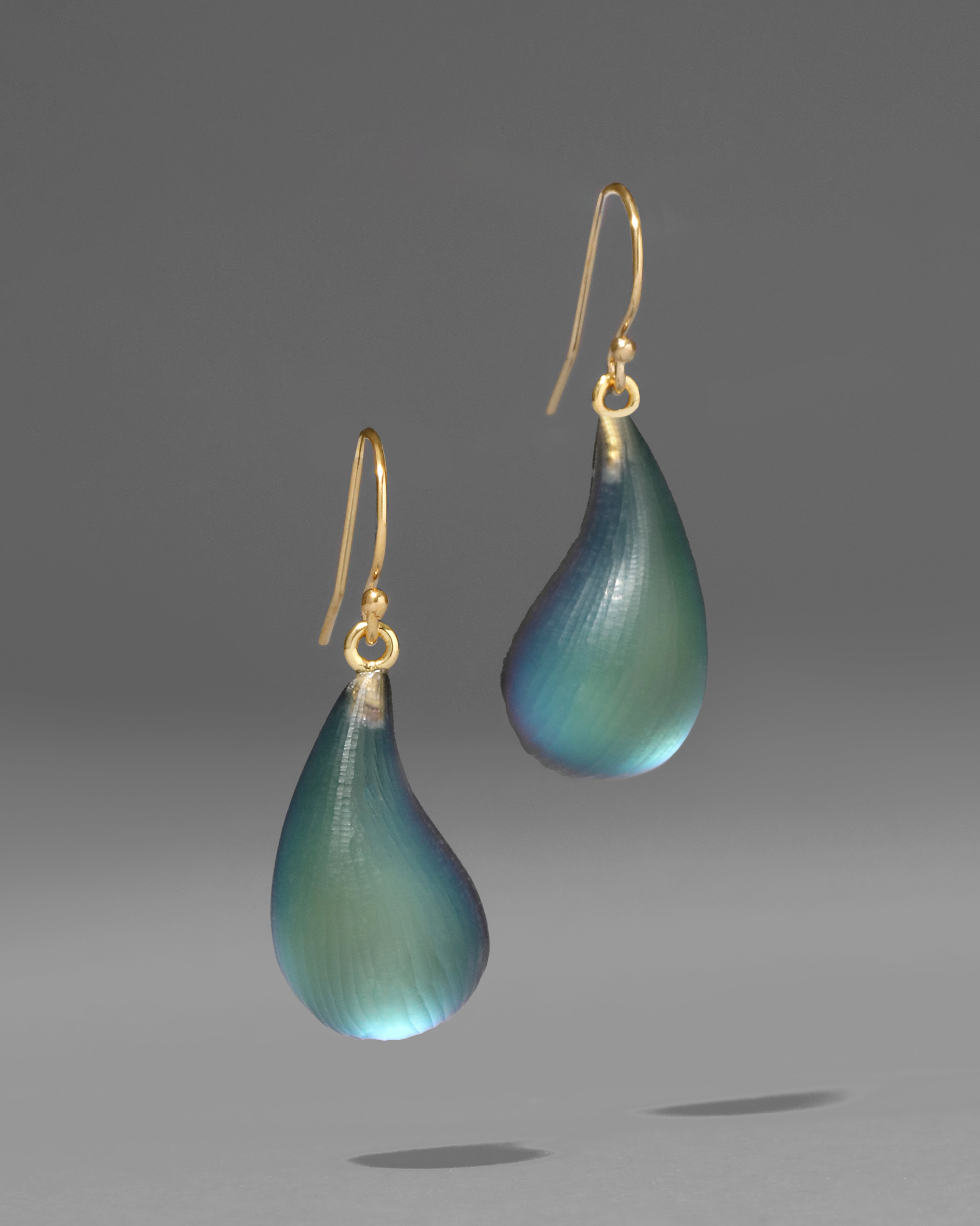 Lucite Dewdrop Earrings Black Beetle Designer Earrings