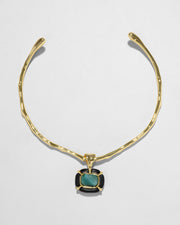 Lucite Jeweled Green Agate Collar Necklace- Black - Photo 1