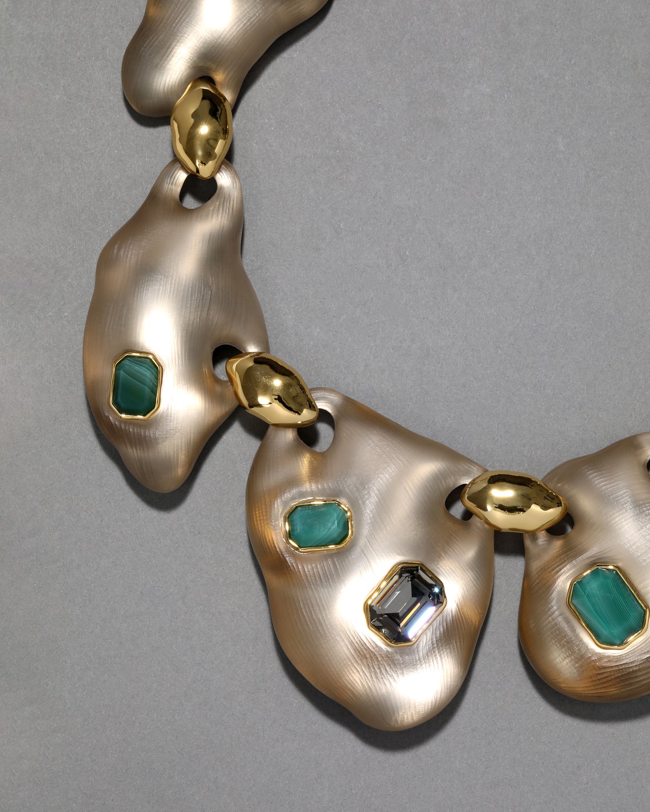 Lucite Jeweled Pebble Necklace- Warm Grey - Photo 2