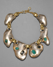 Lucite Jeweled Pebble Necklace- Warm Grey - Photo 1