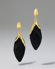 Lucite Petal Leverback Earring- Black - Photo 1