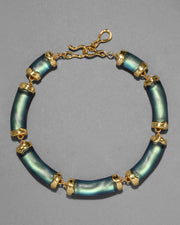 Lucite Pillow Link Necklace- Black Beetle - Photo 1