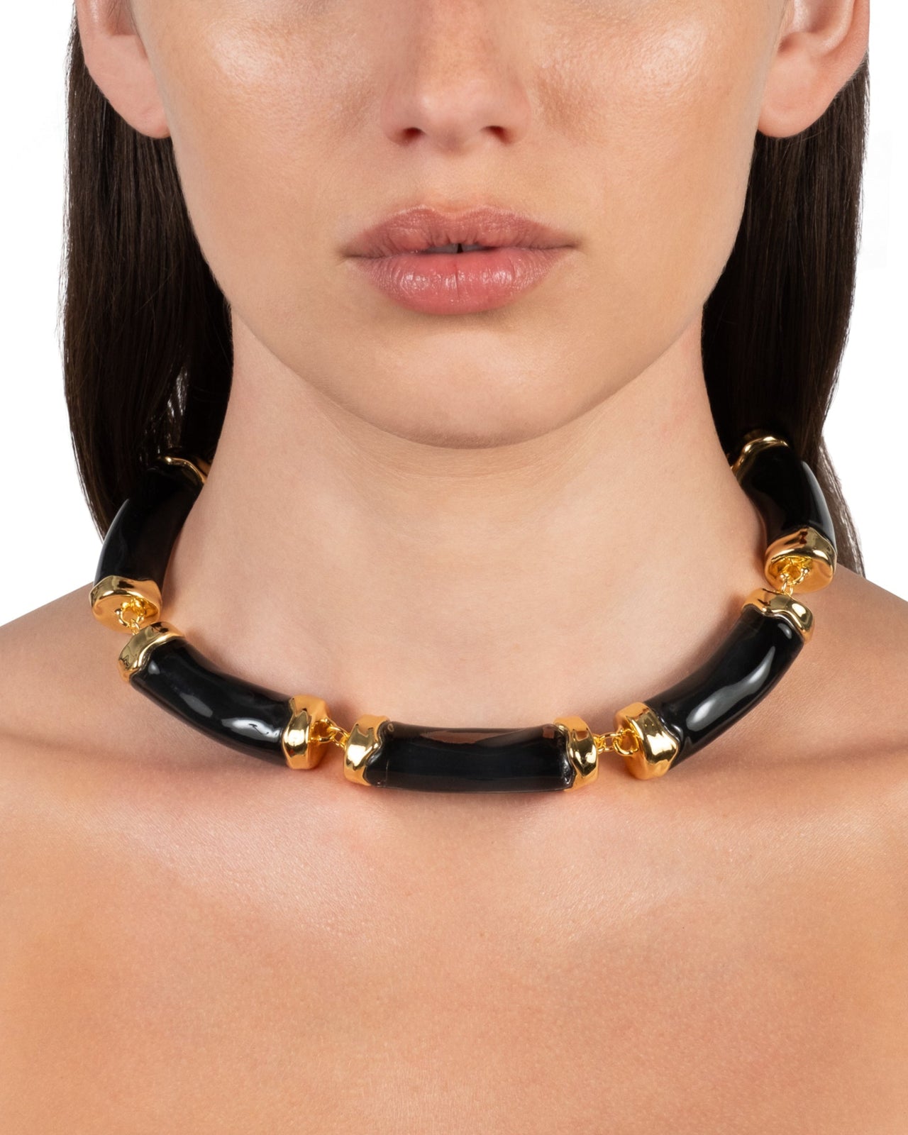 Lucite Pillow Link Necklace- Onyx - Photo 2