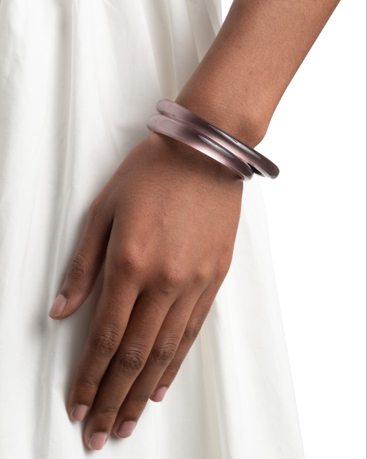 Lucite Skinny Bangle- Dusty Rose - Photo 2