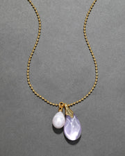 Lucite Teardrop Freshwater Pearl Pendant Necklace- Aurora - Photo 1