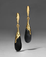 Lucite Teardrop Post Earring- Black - Photo 1