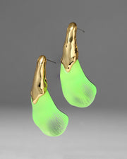 Lucite Arched Post Earring- Neon Green - Photo 1