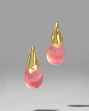 Lucite Arched Small Post Earring- Sweet Melon - Photo 1
