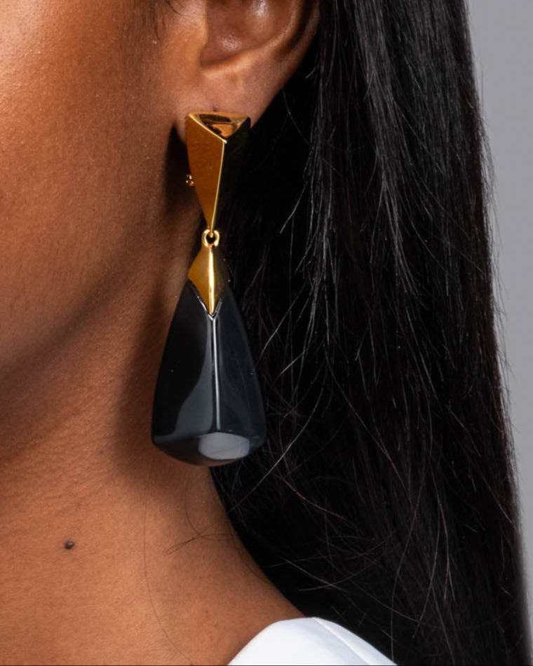 Lucite Armor Drop Earring- Onyx - Photo 2