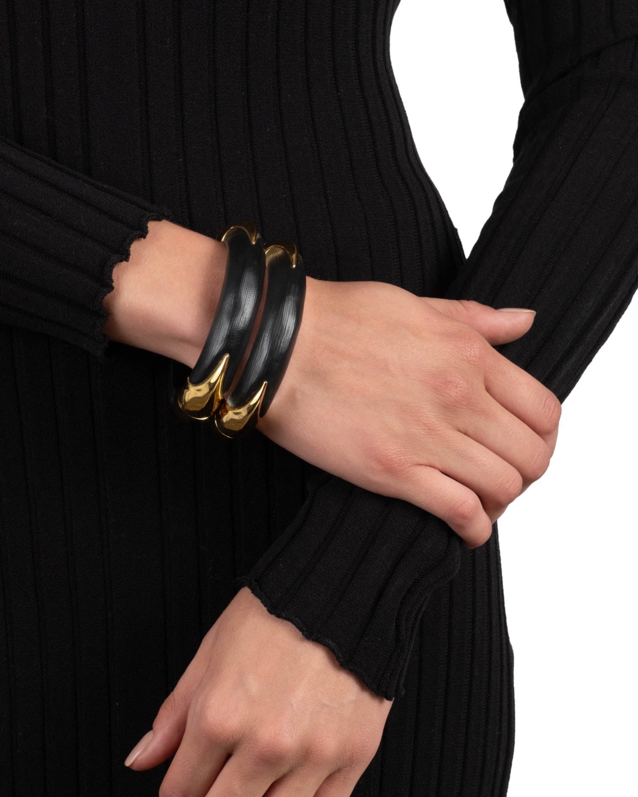 Lucite Claw Hinge Bracelet- Black - Photo 2