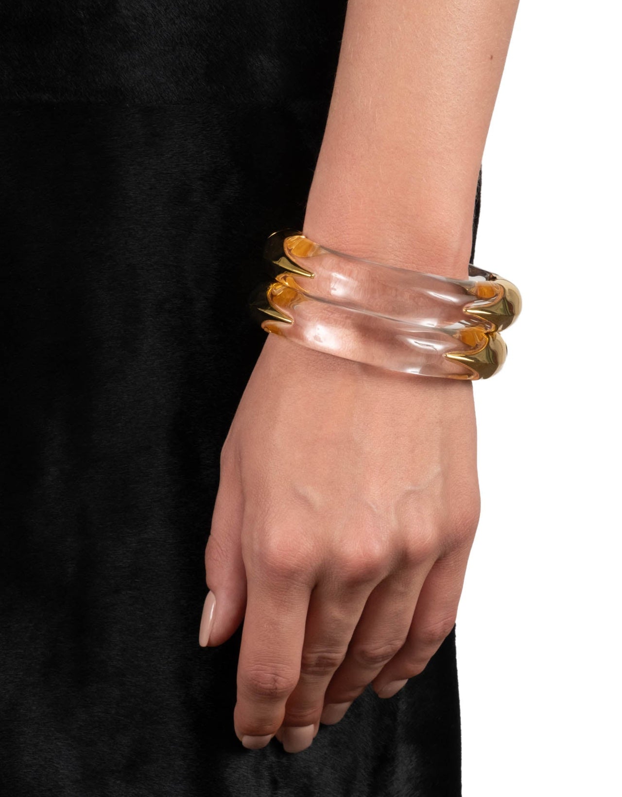 Lucite Claw Hinge Bracelet- Clear - Photo 2