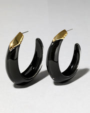 Lucite Edged Hoop Earring- Onyx - Photo 1