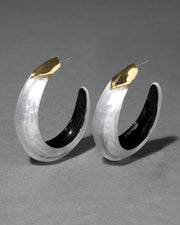 Lucite Edged Hoop Earring- Silver - Photo 1