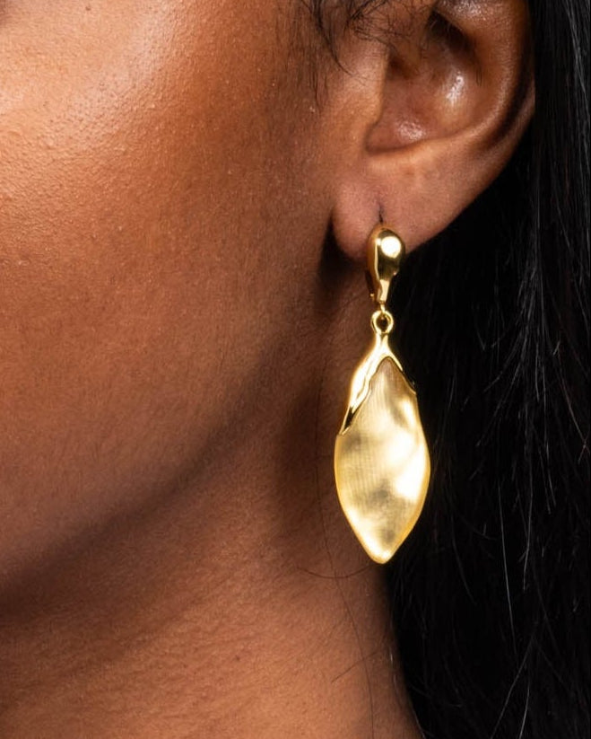 Lucite Petal Leverback Earring- Gold - Photo 2