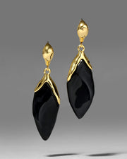 Lucite Petal Leverback Earring- Onyx - Photo 1