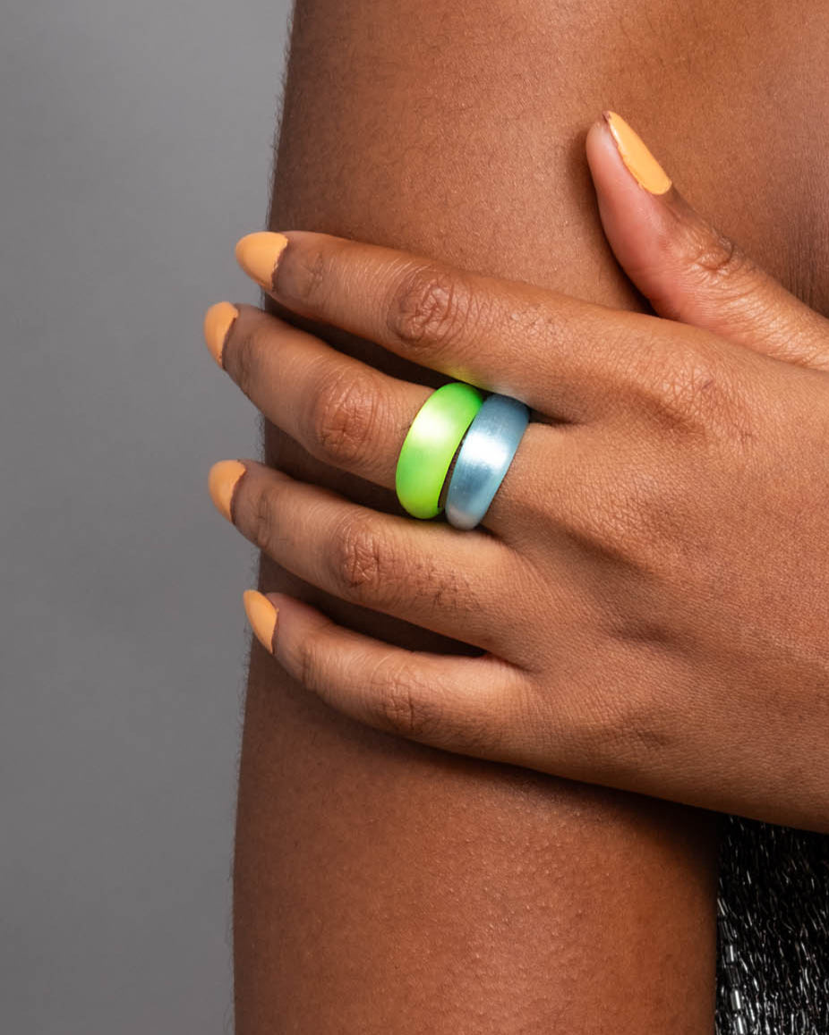 Lucite Tapered Ring- Neon Green - Photo 2