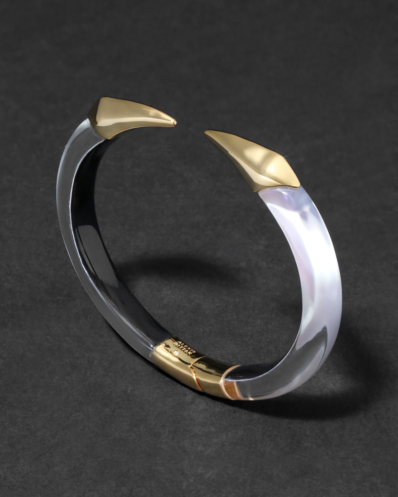 Mirrored Pyramid Brake Hinge Bracelet- White Opal - Photo 2