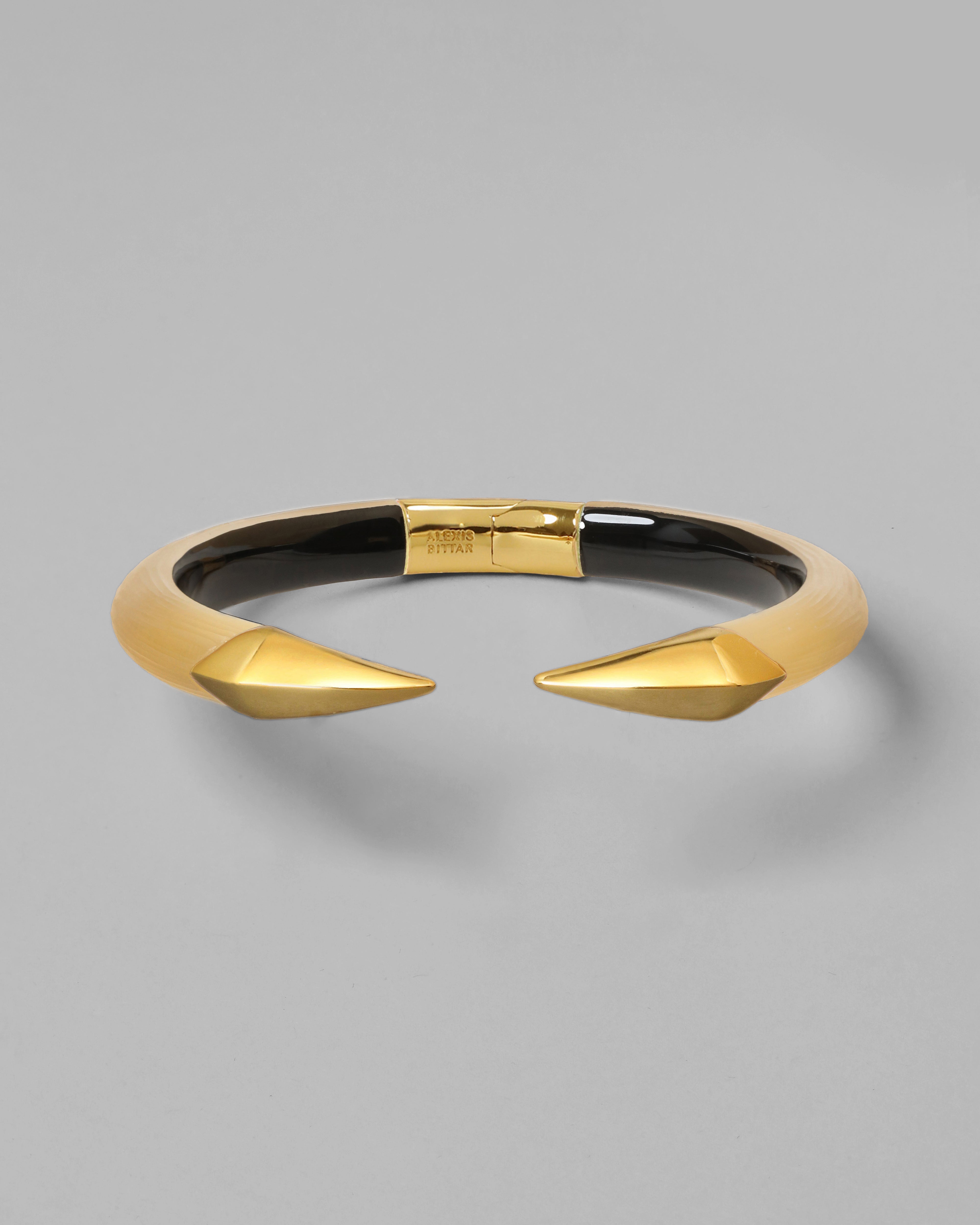 Gold Mirrored Pyramid Lucite Brake Hinge Bracelet | Alexis Gold Mirrored Pyramid Lucite Brake Hinge Bracelet | Alexis