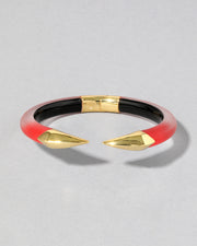 Mirrored Pyramid Lucite Brake Hinge Bracelet- Lipstick Red - Photo 1