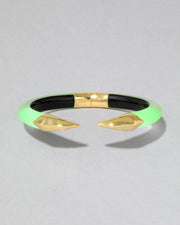Mirrored Pyramid Lucite Brake Hinge Bracelet- Neon Green - Photo 1