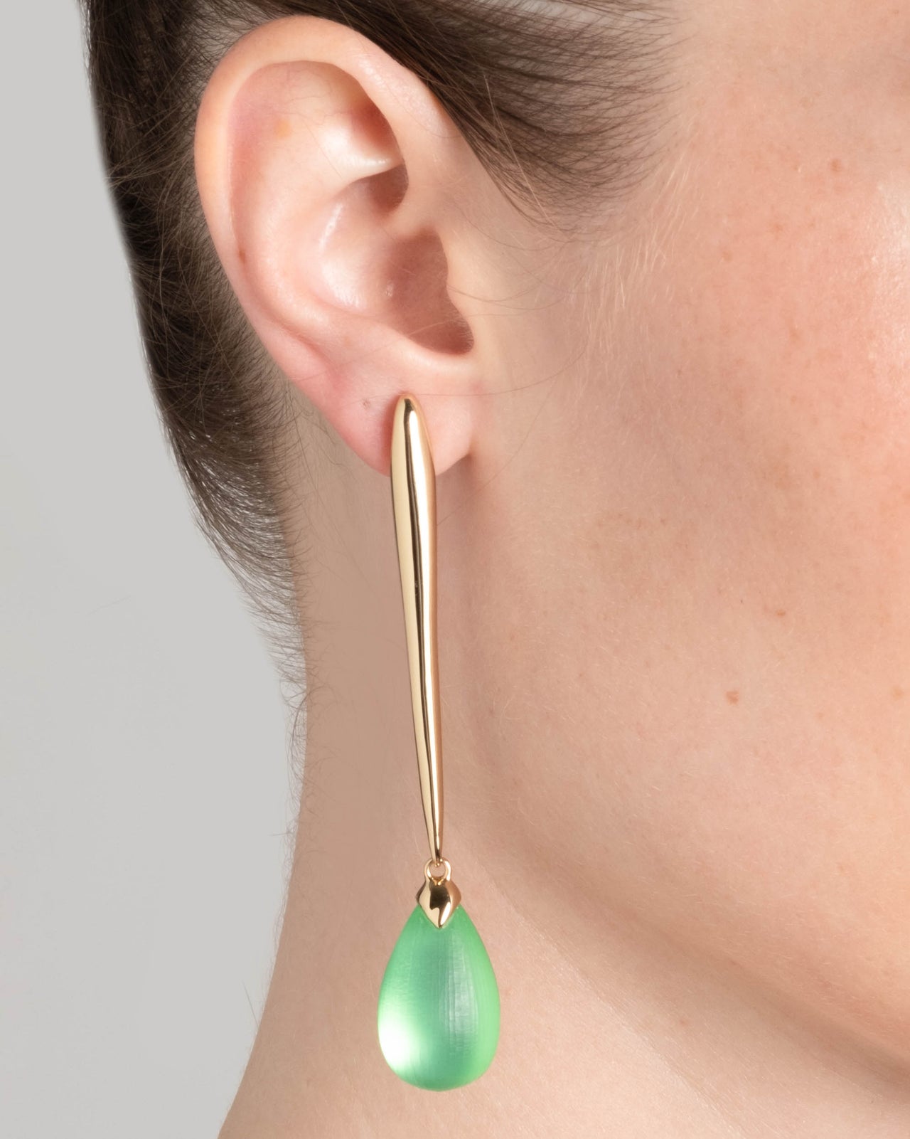 Molten Gold Elongated Lucite Drop Earring- Lime - Photo 2