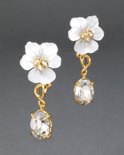 Pansy Lucite Crystal Drop Post Earring- Night Pansy - Photo 1