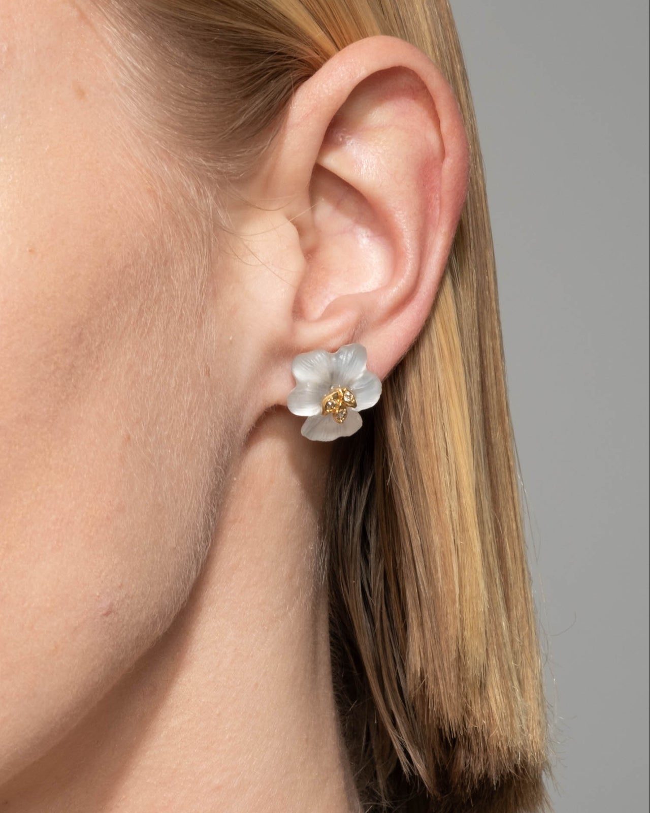 Pansy Lucite Petite Post Earring- Night Pansy - Photo 2
