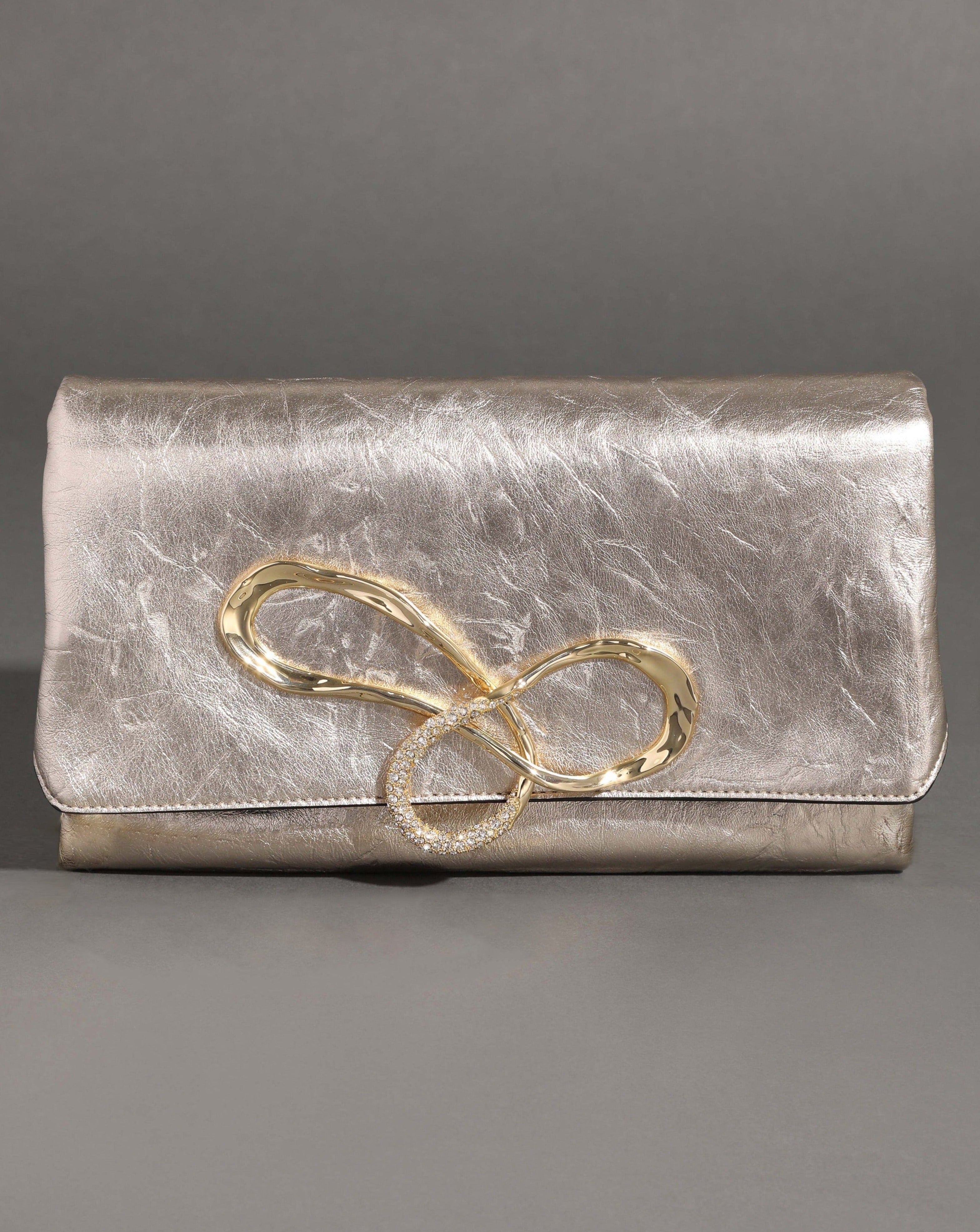 Alexis Bittar Soft Metallic Leather Clutch in Champagne