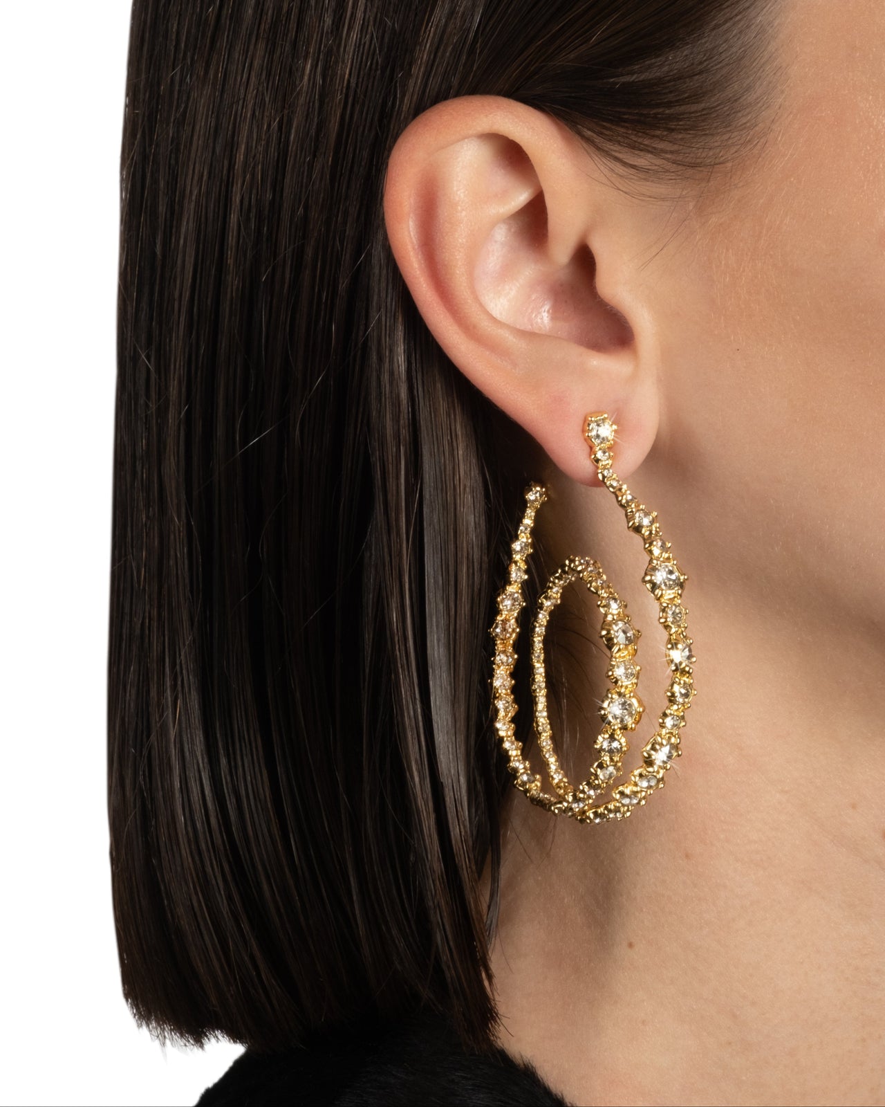 Punk Royale Crystal Orbiting Hoop Earring- Gold - Photo 2