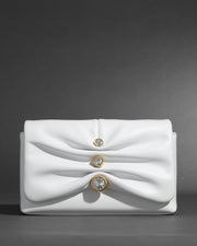 Ruched Crystal Crossbody Bag- White - Photo 1