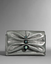 Ruched Crystal Crossbody Bag- Graphite Green - Photo 1