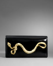 Serpent Side Handle Clutch- Black Leather - Photo 1