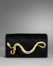 Serpent Side Handle Clutch- Black Haircalf - Photo 1