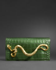 Serpent Side Handle Clutch- Moss Green - Photo 1