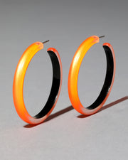 Skinny Lucite Hoop Earring- Neon Orange - Photo 1