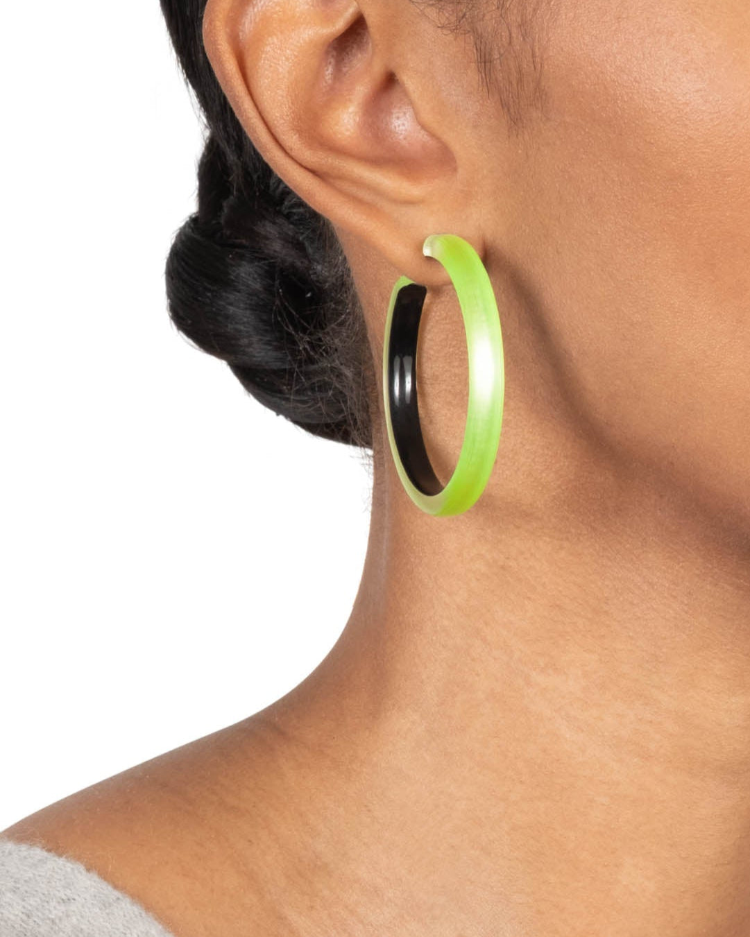 Skinny Lucite Hoop Earring- Neon Green - Photo 2