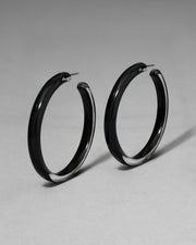 Skinny Lucite Hoop Earring- Onyx - Photo 1