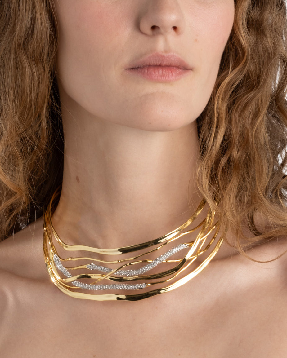Solanales Crystal Woven Collar Necklace - Photo 2