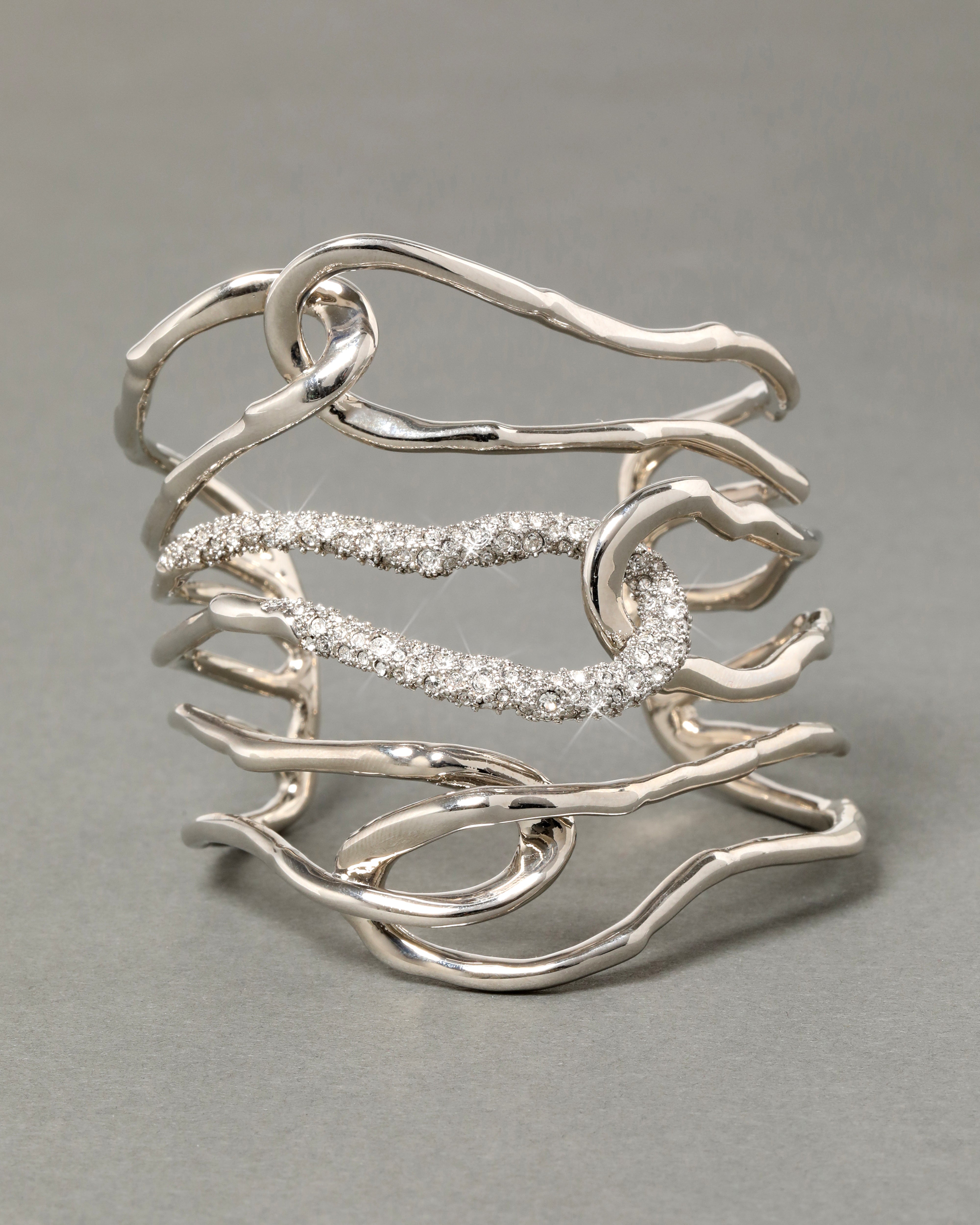Solanales Large Twisted Cuff Bracelet - Silver