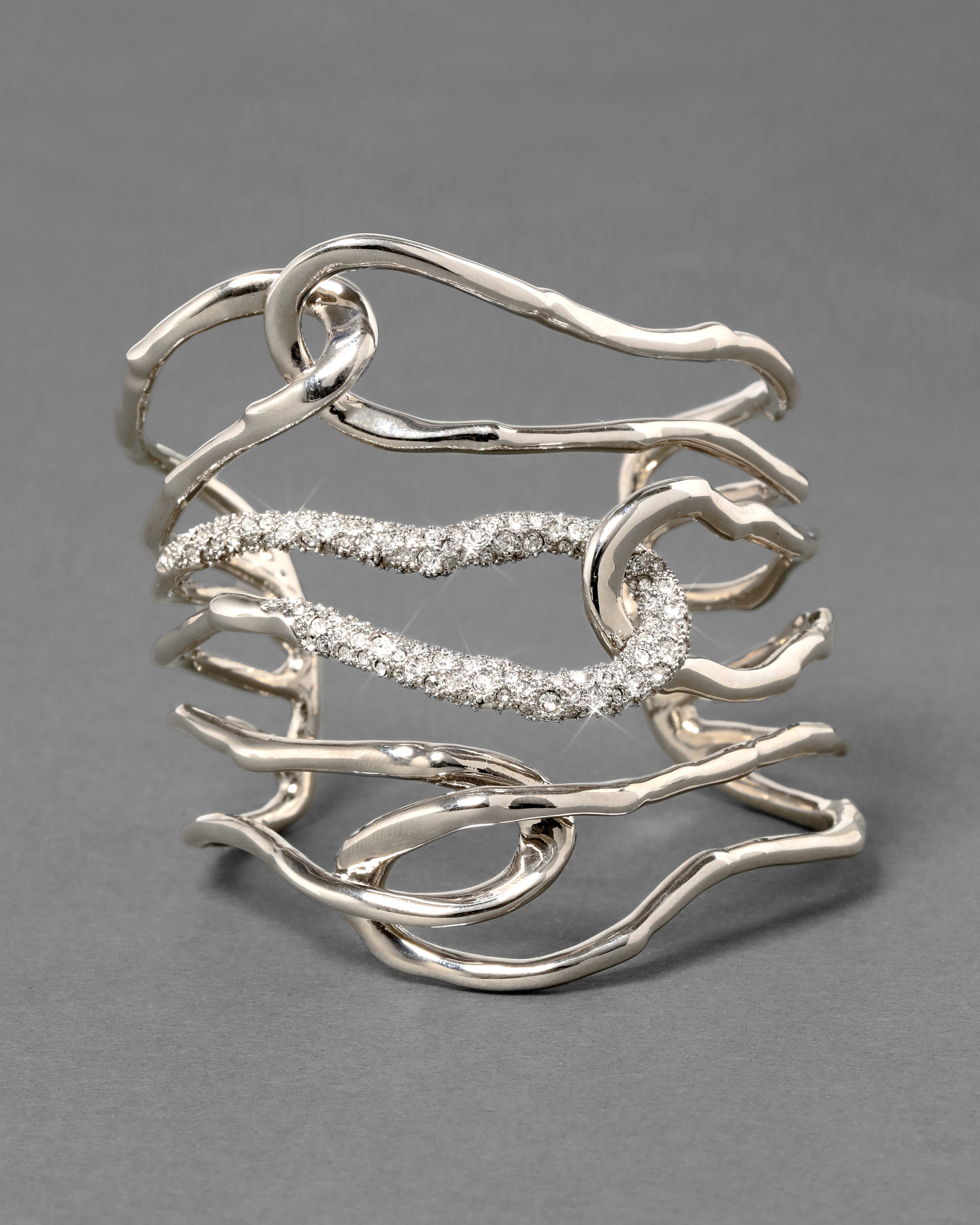 Rhodium Solanales Large Twisted Cuff Bracelet | ALEXIS BITTAR